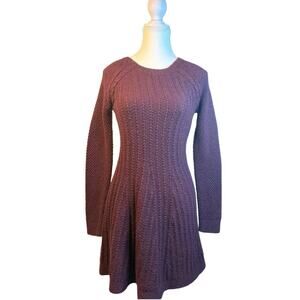 VTG Hollister Y2K Skater Sweater Dress Burgundy Merlot Wine Goth Preppy Midi S